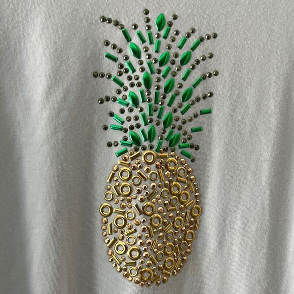 Coral Bay Light Blue Tee Intricate Pineapple Embellishment SZ M - Picture 4 of 7